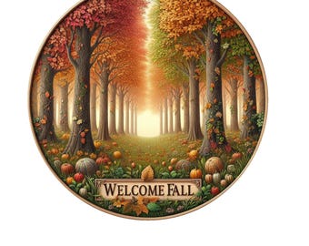 Welcome fall wreath sign, metal wreath sign, round wreath sign, fall decor, door decor, Lindys sign creations