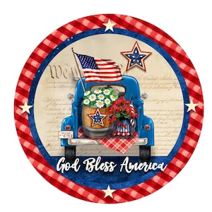 Patriotic wreath sign, wreath attachment, metal sign, summer wreath sign