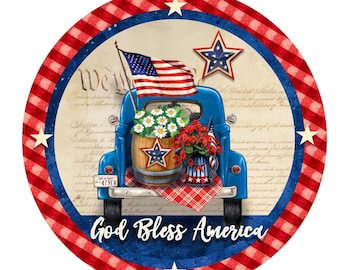 Patriotic wreath sign, wreath attachment, metal sign, summer wreath sign