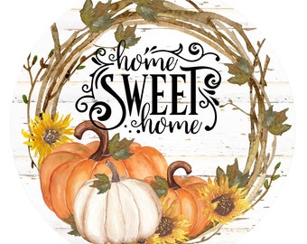 Home sweet home wreath sign, wreath attachment, metal wreath sign, fall wreath sign