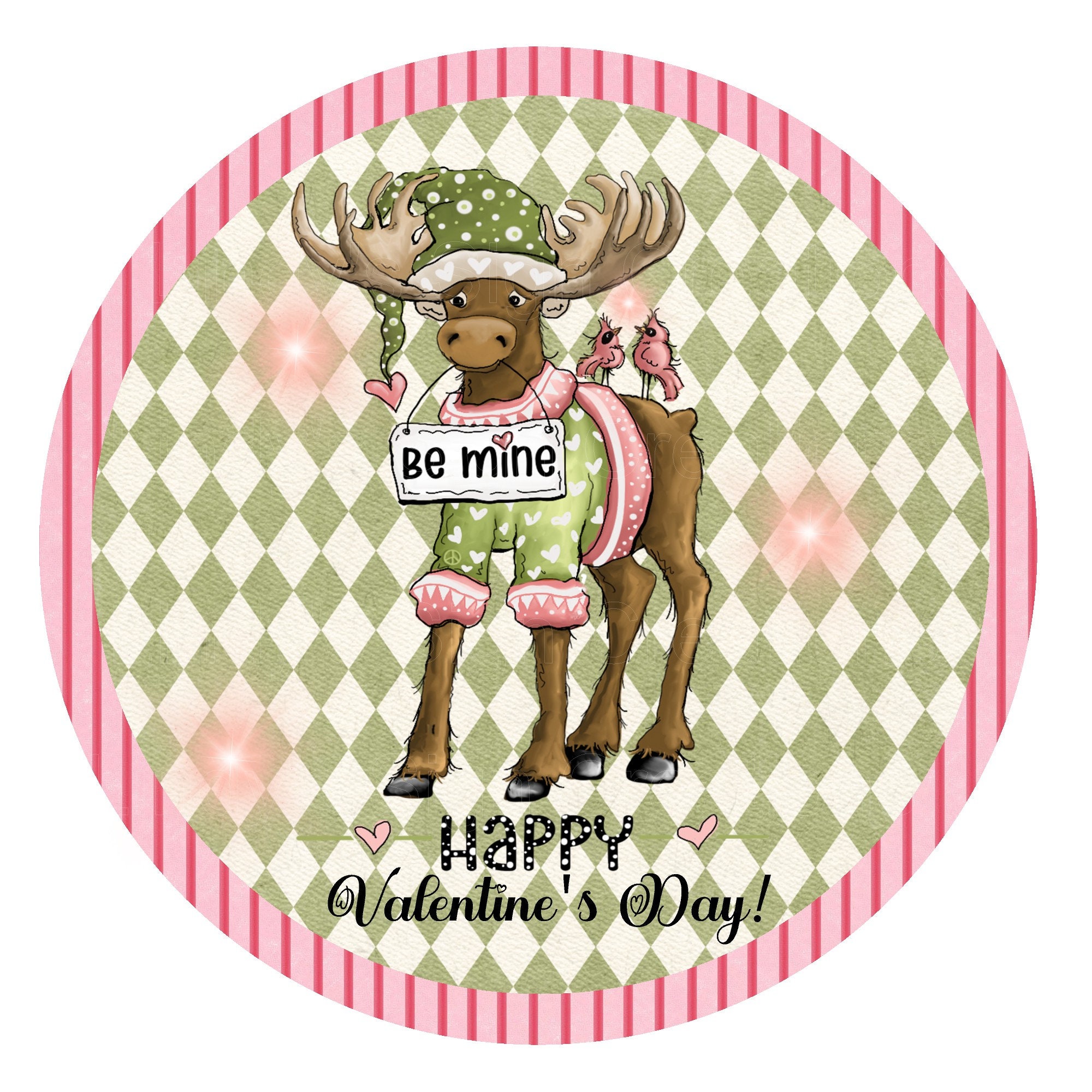 Cute Moose Valentine Day Wreath Sign Metal Wreath Sign Sign - Etsy