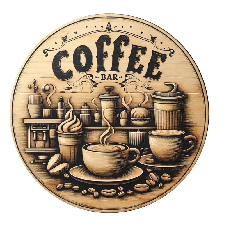 Coffee Bar Rustic Wreath Sign, Metal Wreath Sign, Round Wreath Sign ...