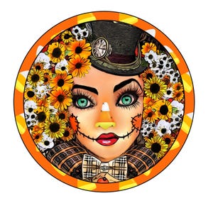 Fall wreath sign, wreath attachment, cute scarecrow sign, metal wreath sign bild 1