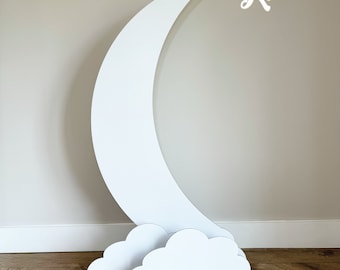 Moon and Clouds Cardboard Party Backdrop: Baby Shower Decor, Baby Birthday Decoration
