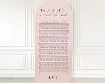 6ft Arched Wedding Shot Wall, Customisable Cardboard Display Board with Shelves
