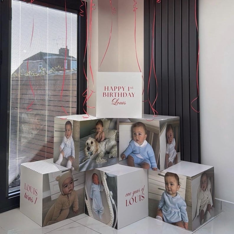 Printed Photo Cubes, Personalised Image and Message Boxes, Large 40cm ...