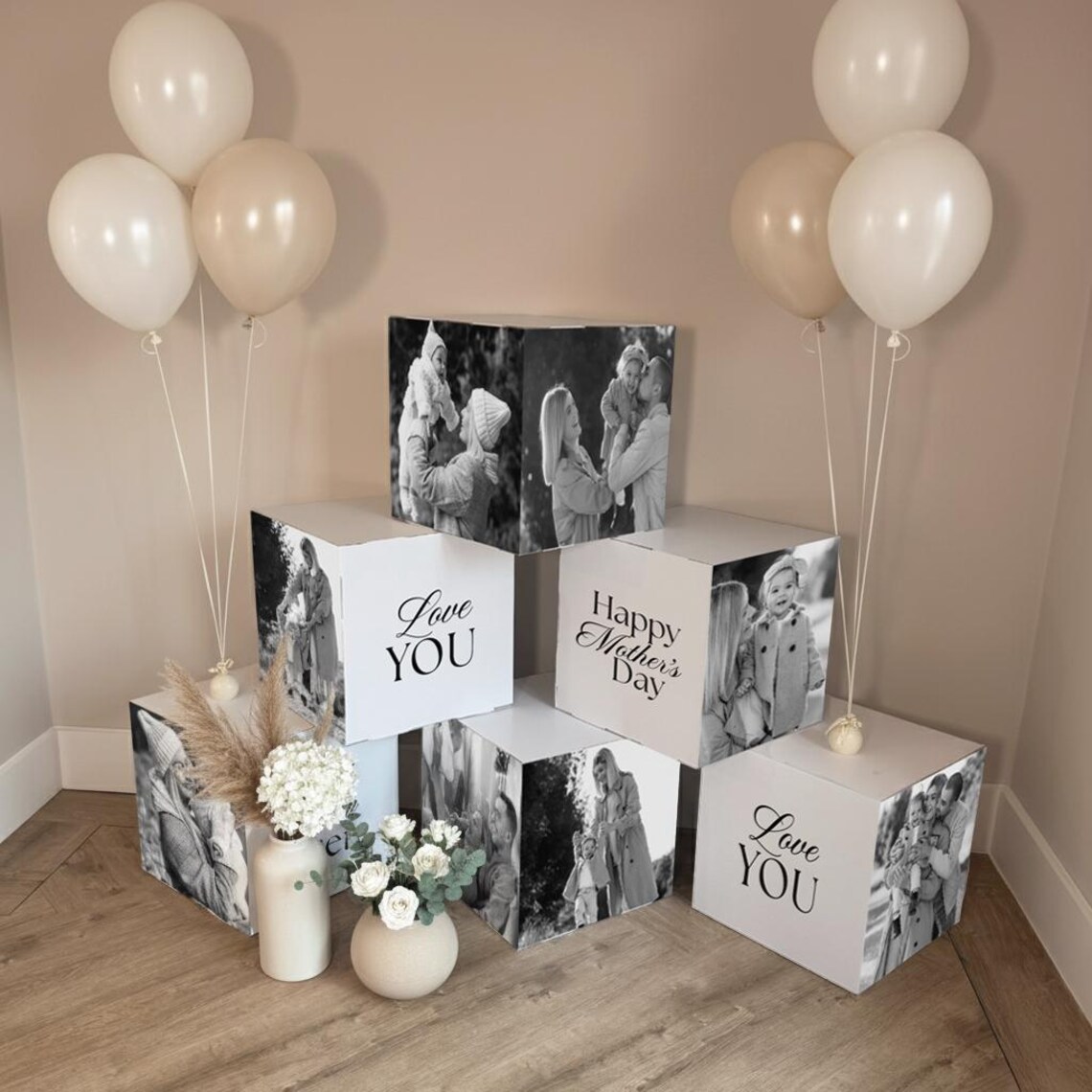 Printed Photo Cubes, Personalised Image and Message Boxes, Large 40cm ...