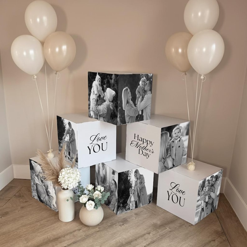 Printed Photo Cubes, Personalised Image and Message Boxes, Large 40cm ...