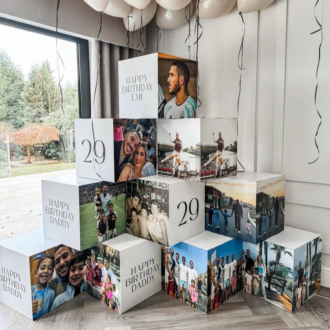 Printed Photo Cubes, Personalised Image and Message Boxes, Large 40cm ...