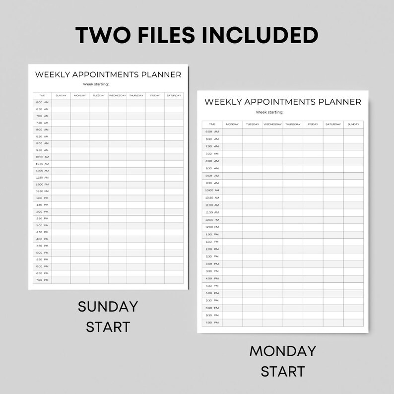 Weekly Appointment Planner Printable Appointment Log Daily Appointment ...