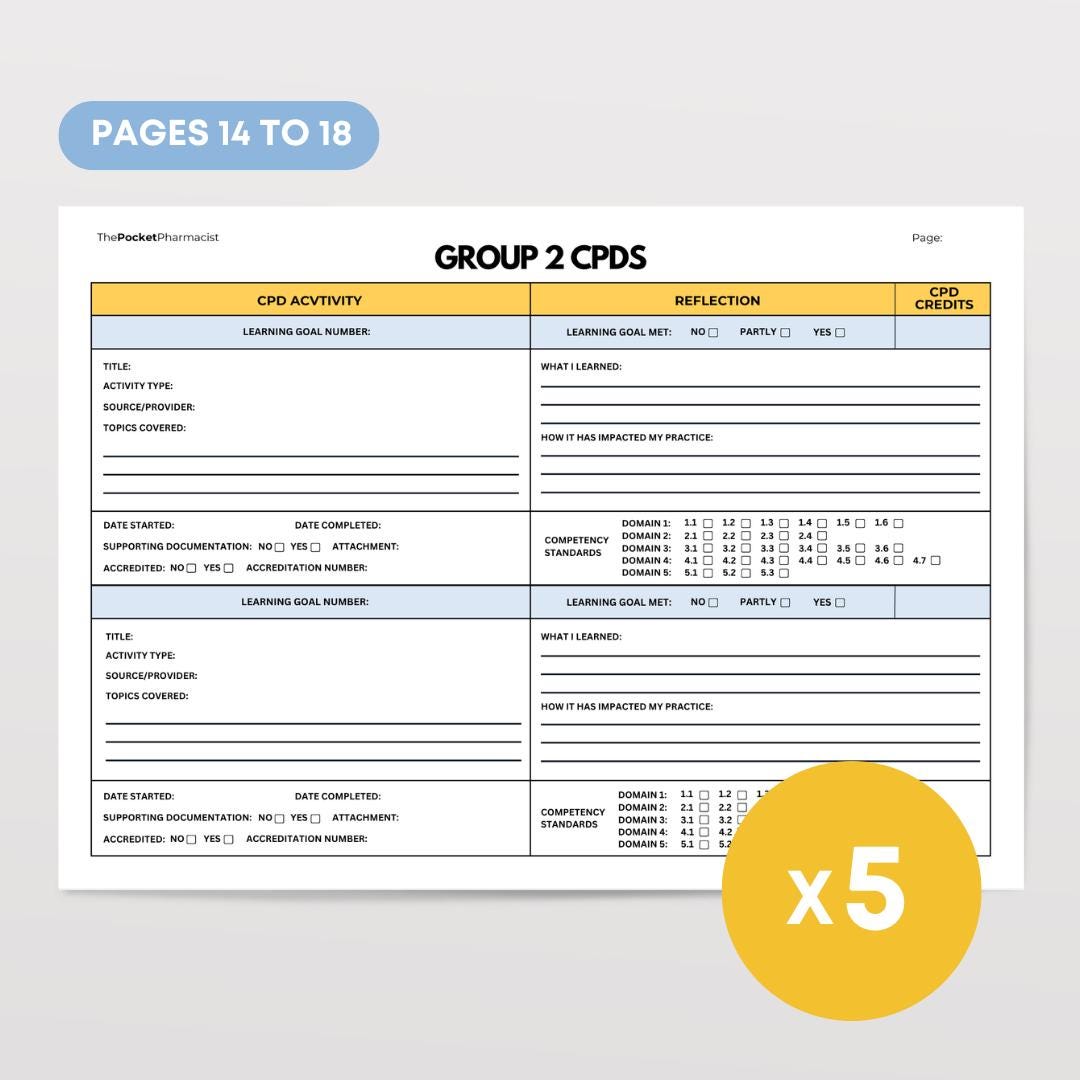 Pharmacist CPD Log Printable Pharmacy CPD Planner Template Professional ...