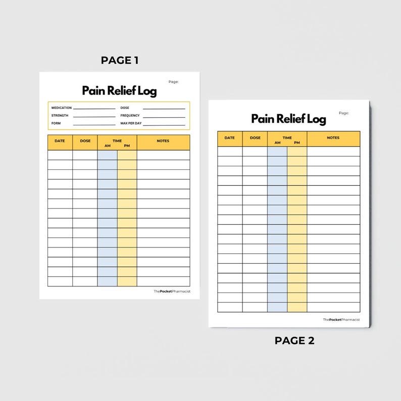 Fillable Pdf Pain Log Example Pain Relief Log Printable Medication Tracker Log Pain Management ...