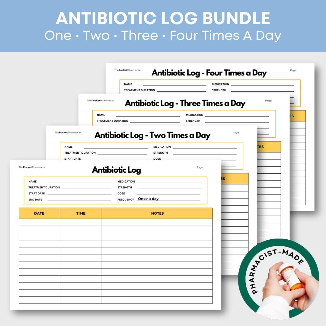 Antibiotic Tracker Bundle Printable Medication Logs for One Two Three ...