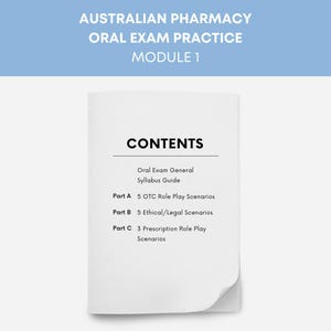Australian Pharmacy Registration Oral Exam Educational Resource MODULE 1 I Pharmacist Internship Exam I Pharmacy Exam Prep Study Guide PDF