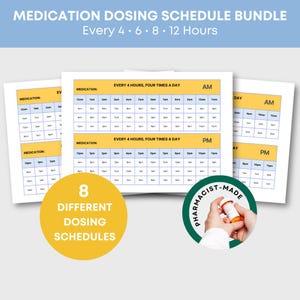 Medication Schedule Template Printable Medicine Timing Chart Medication Planner Daily Medicine Log Every 4 6 8 12 Hour Daily Dose Schedule