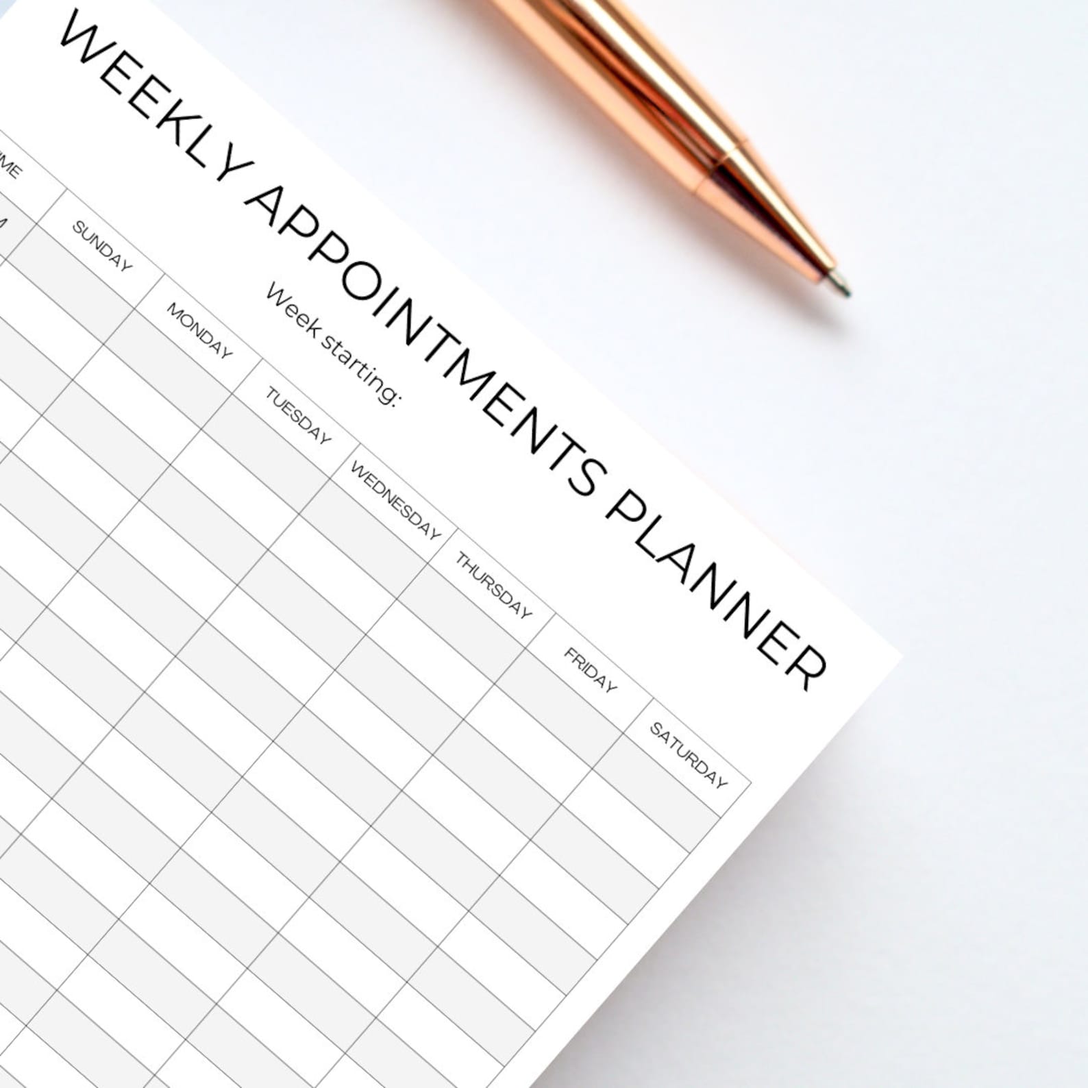 Weekly Appointment Planner Printable Appointment Log Daily Appointment ...