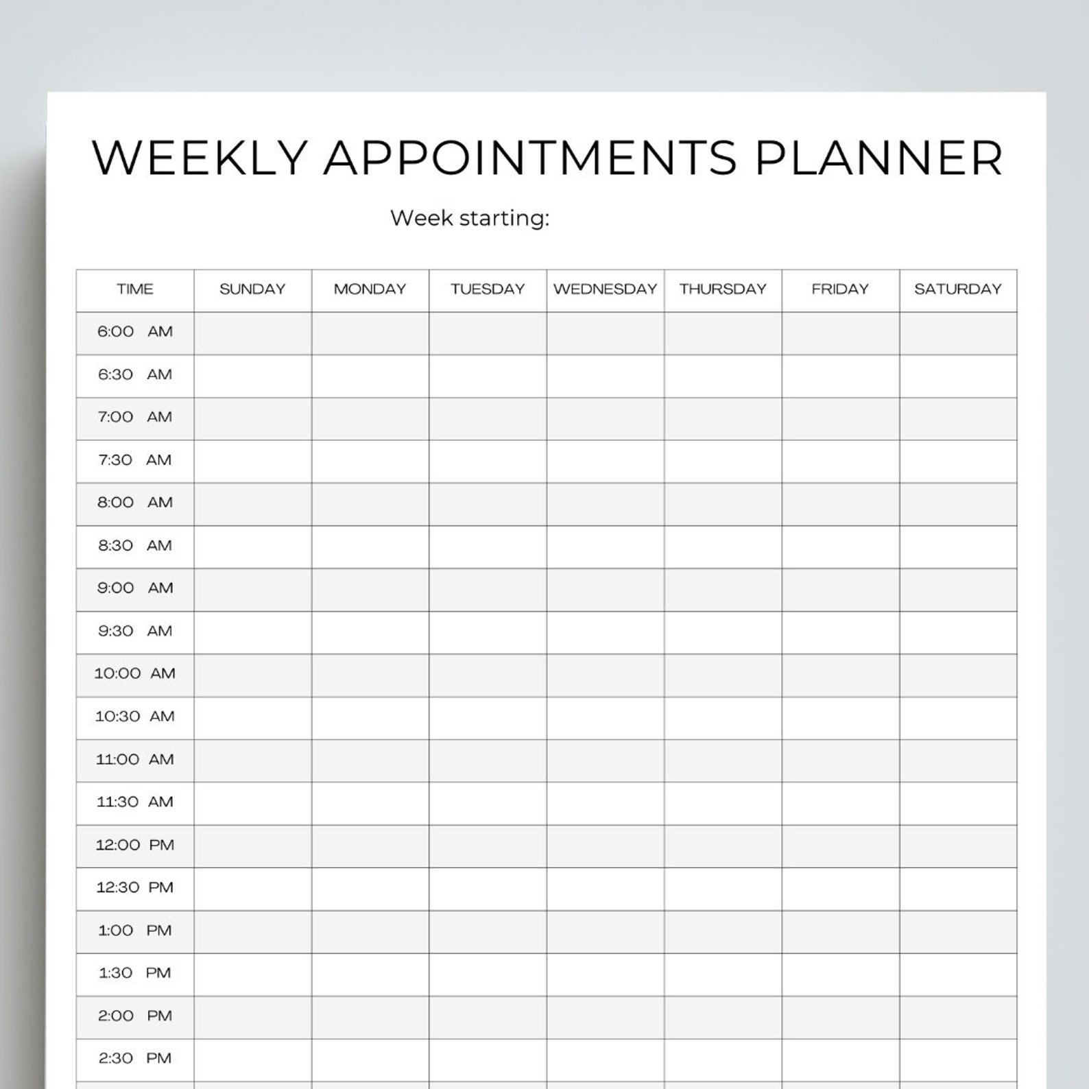 Weekly Appointment Planner Printable Appointment Log Daily Appointment ...