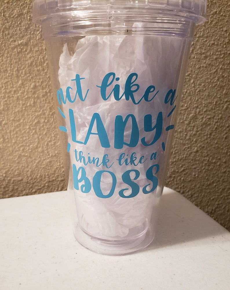Acrylic Cup with Top and Straw