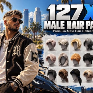 FiveM 127X Male Hair Pack | Custom Add-On Hairstyles | GTA RP (Digital Download)