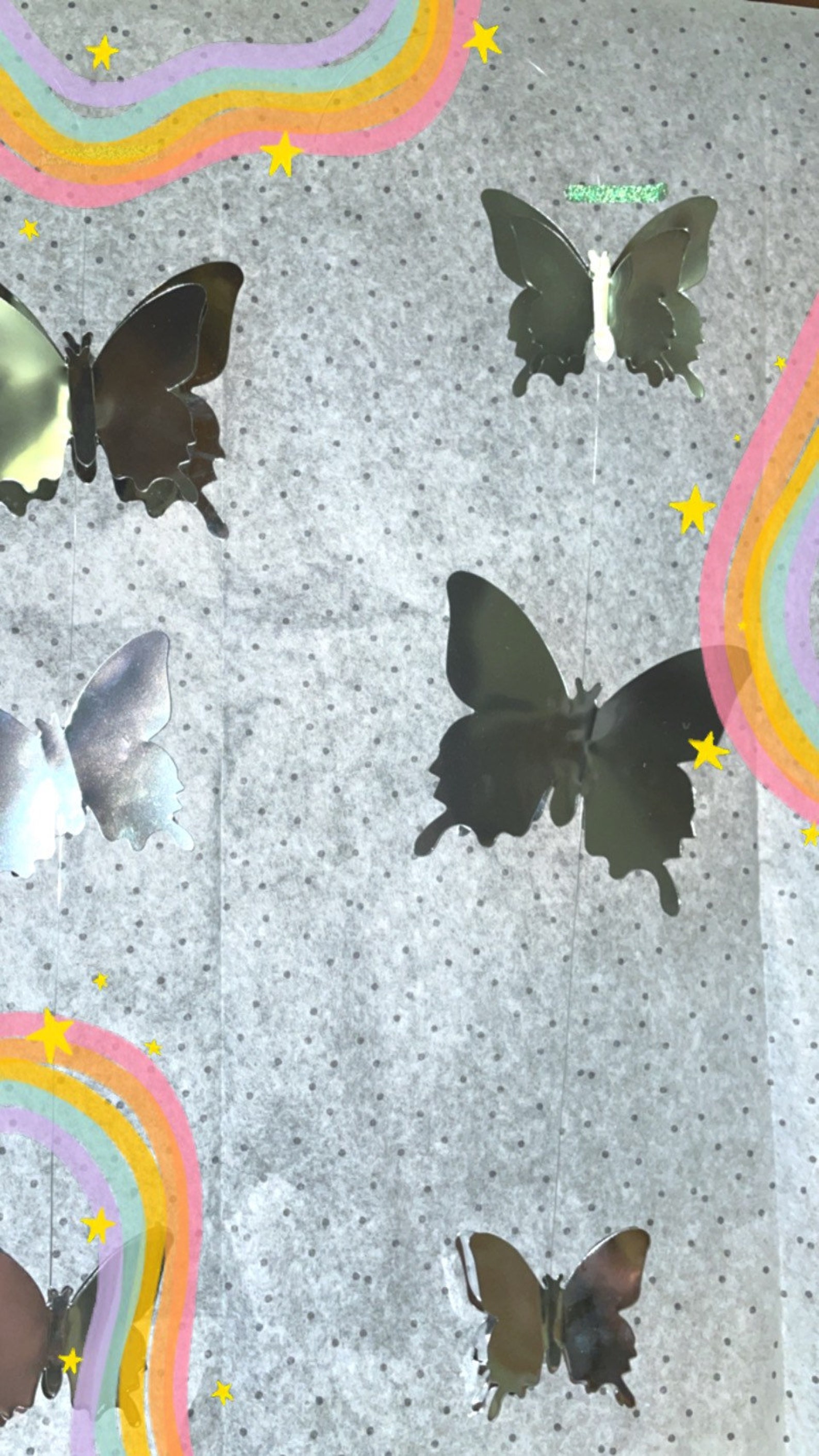 Aesthetic Hanging Butterflies Room Decor Mirrored Delicate Etsy