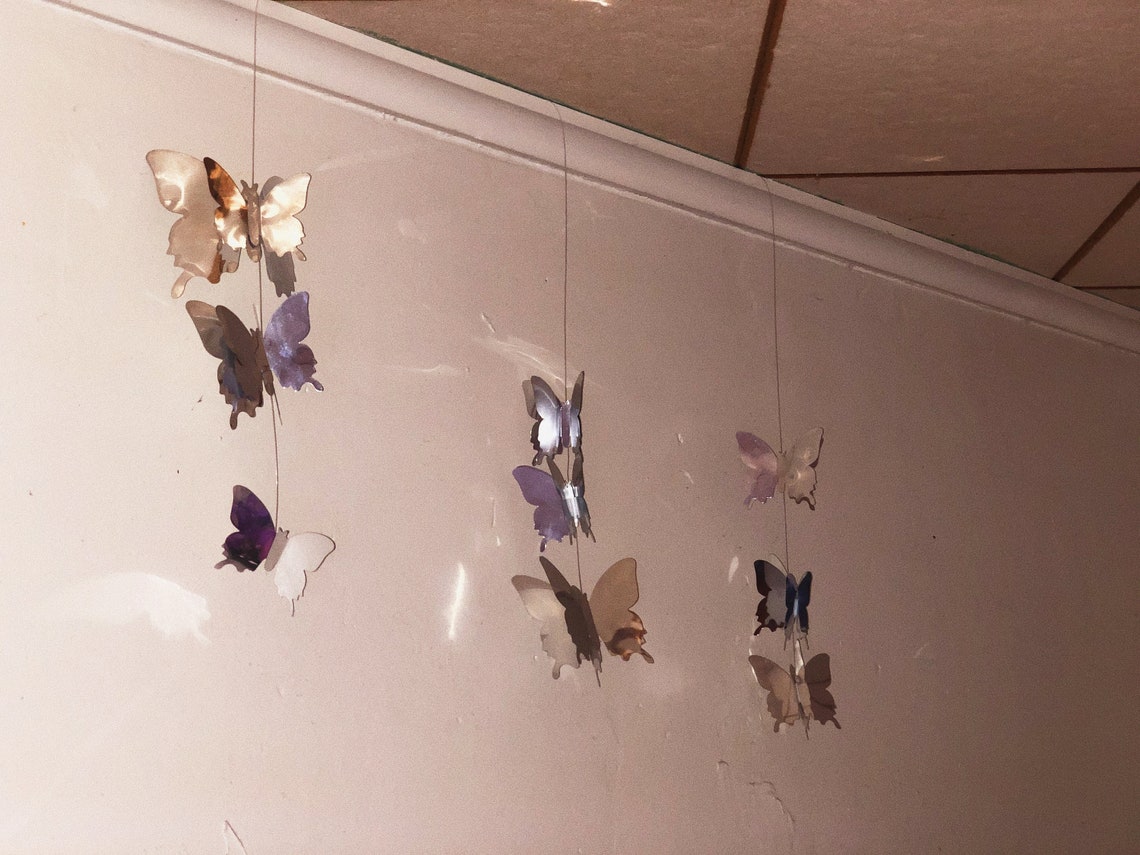 Aesthetic Hanging Butterflies Room Decor Mirrored Delicate Etsy Canada