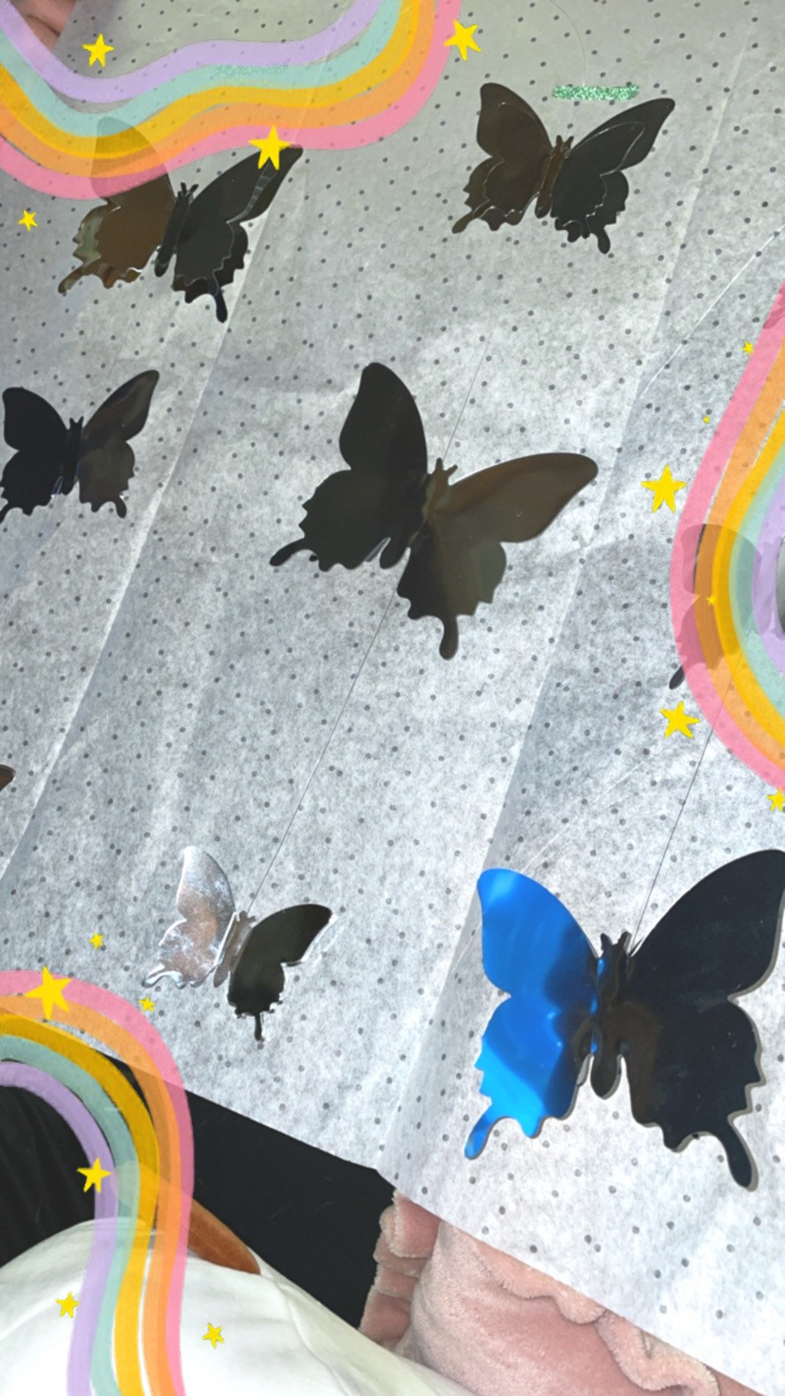 Aesthetic Hanging Butterflies Room Decor Mirrored Delicate Etsy