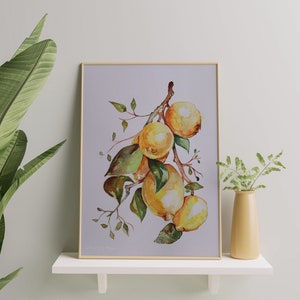 Original Watercolour Painting Plants Lemons Aesthetic