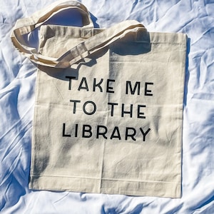 reusable cotton book bag | library tote | sustainable living | grocery shopping bag