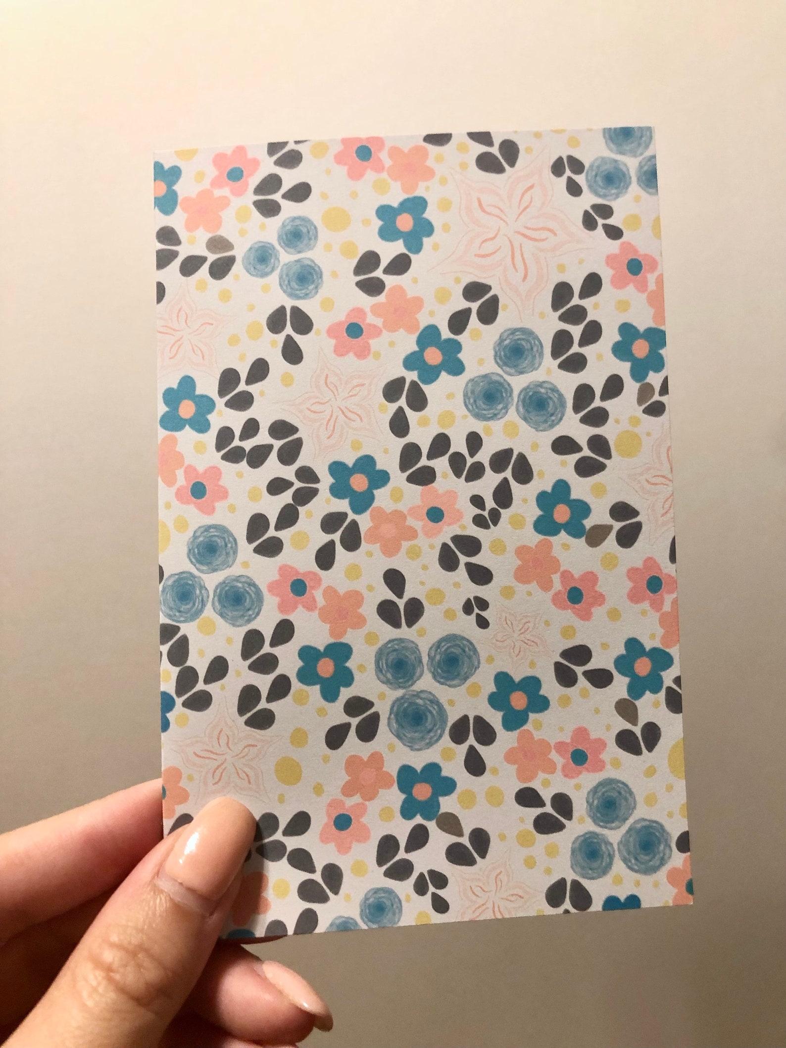 Gray Floral Blank Card Envelope 4x6 Etsy UK