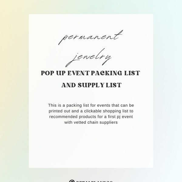 Permanent Jewelry Packing List and Supply List with Clickable links