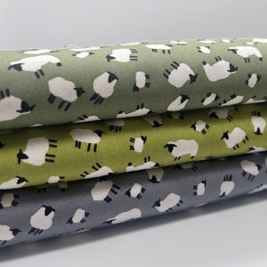 Tessuto di pecora, tessuto di animali, tessuto 100% cotone, argento, verde