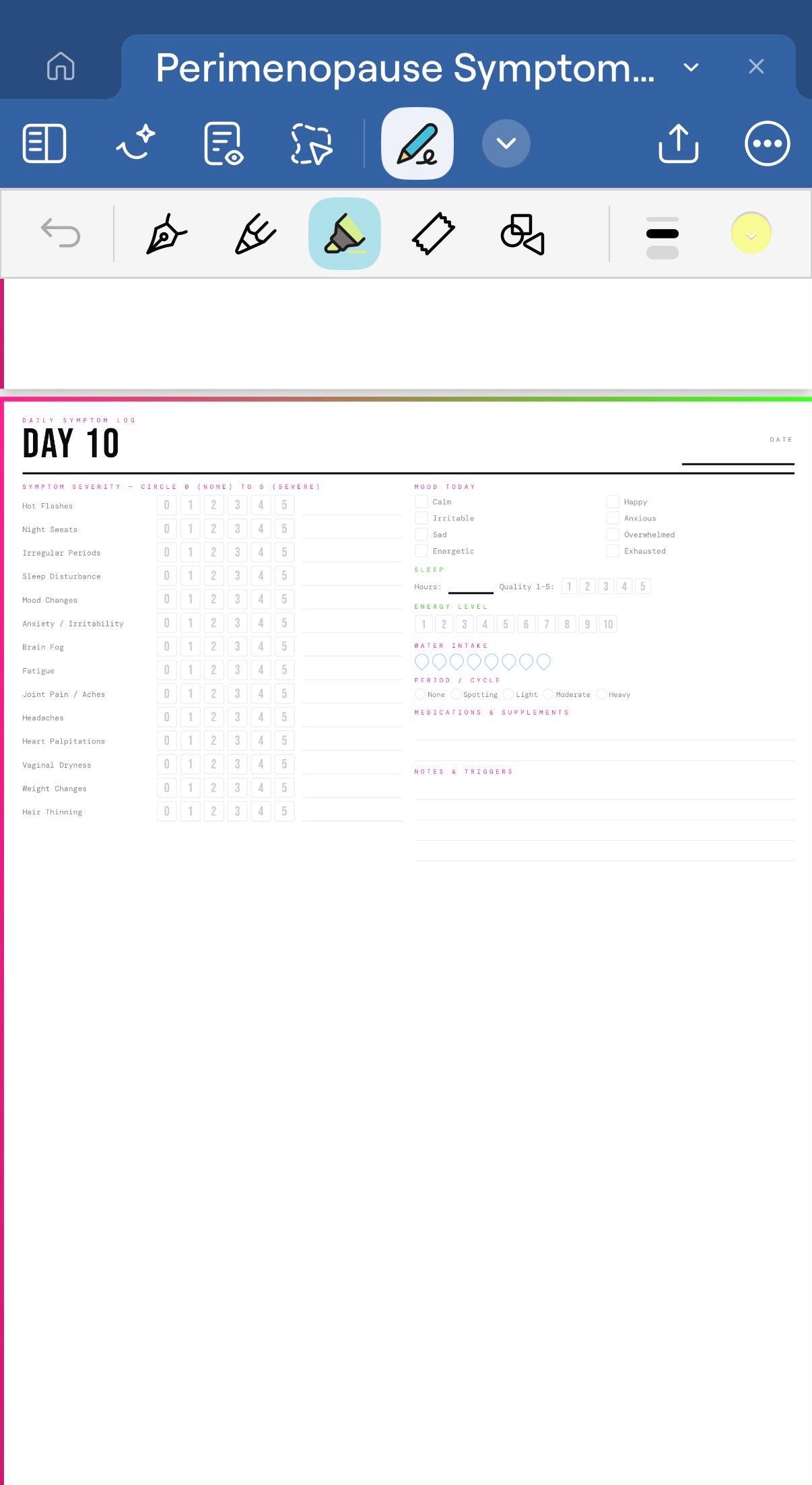 Perimenopause Symptom Tracker Printable PDF | 90 Day Journal — Pattern ...