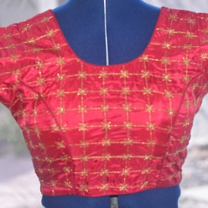 Saree Blouse with Zari work and Designer look. Cocktail saree blouse/ Lehenga Blouse (Size 36)