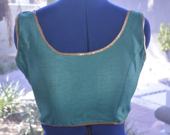 Sequin Blouse with designer look, Saree Blouse/ Cocktail saree blouse/ sleeveless blouse/Lehenga blouse(Size 38")
