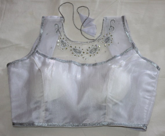 Exquisite Silver Colored Designer Readymade Blouse