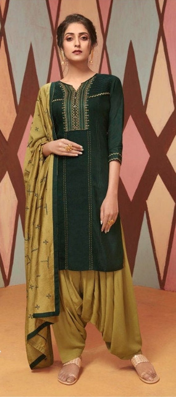 Amazon.com: The kurti bazaar Indian Designer Party Wear Stitched Punjabi Patiyala  Dress Embroidery Work Salwar Kameez Suits : Clothing, Shoes & Jewelry