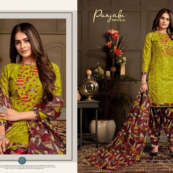 Readymade Designer Patiyala Salwar Cotton Suits, Punjabi Salwar Suits, Readymade Salwar Suits. Readymade Patiyala Suits  in USA (Size L)