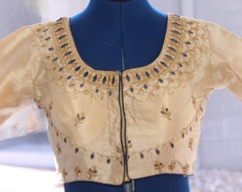 Saree Blouse with designer look/Sari Blouse/ Cocktail saree blouse/ blouse with sleeves/Lehenga Blouse (Size 36")