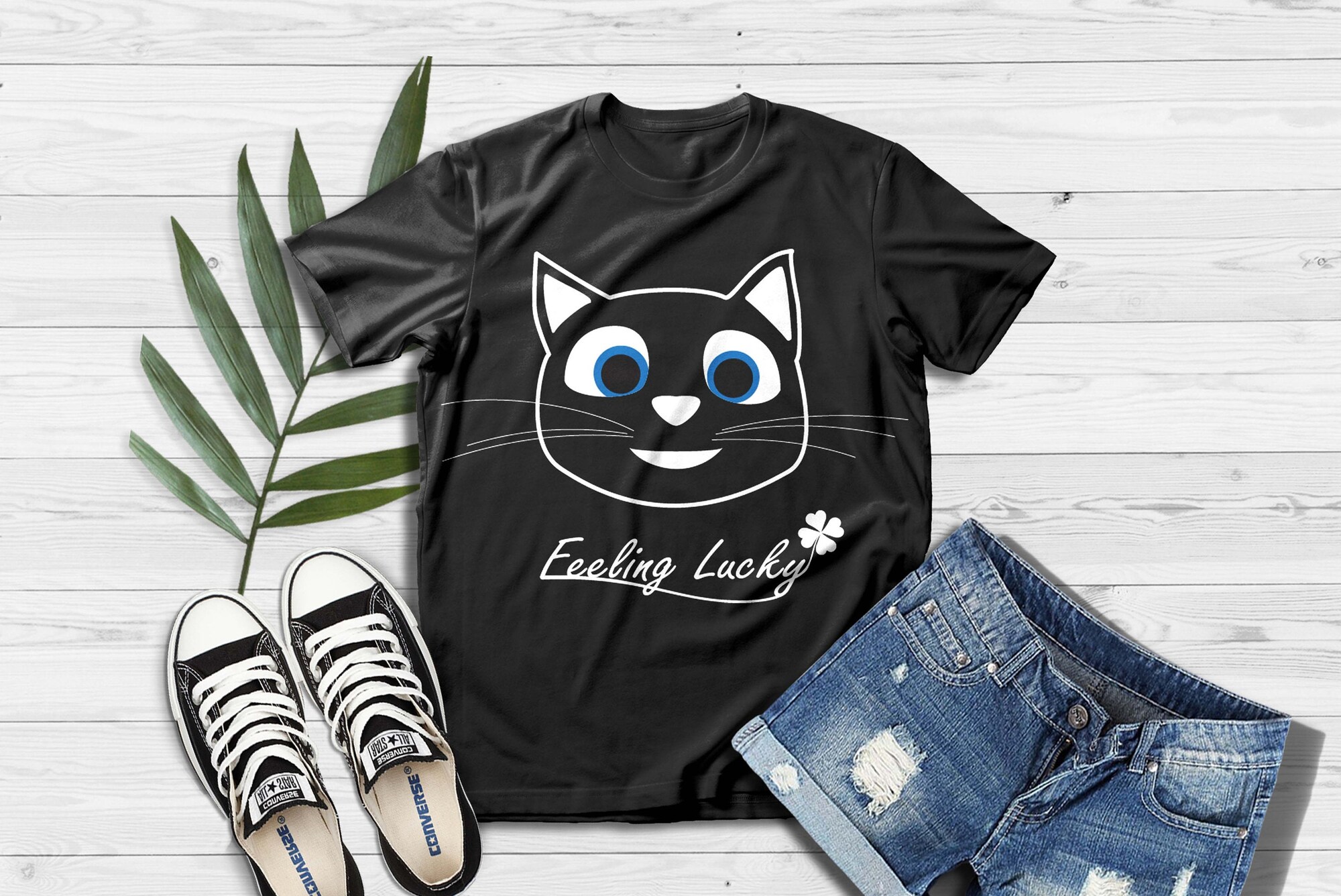 Discover Feeling Lucky, Lucky Cat T-Shirt