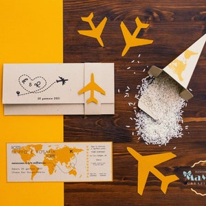 Partecipazione nozze tema viaggio, invito matrimonio, invito nozze fatto a mano. Wedding invitation