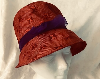 a Vintage c. 1950s Fashion Hat in the raised pre pillbox style with a tall top & wide brim come visor look for semiformal wear Preowned