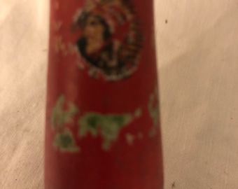 Vintage Knife Sharpening Stone with a red painted handle and an Indian Head Logo on the handle. A Home Kitchen item  C.1950 USA , Preowned