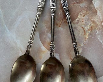 Ein Set von 3 Vintage Apostle Teelöffeln EPNS vergoldetes Silber, gebraucht und in gutem Zustand