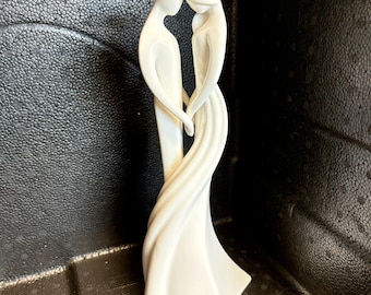 Vintage 2005 Circle of Love , white porcelaine minimalist figure of a loving couple titled “Touched By Your Love” by Kim Lawrence for Ensco