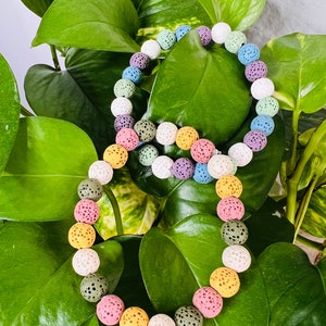 Colorful Lava Stone Beaded Bracelet/ Spiritual Bracelet/ 8mm beaded Lava gemstone bracelet / Essential oil