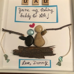 Father’s Day Pebble Art /Daddy/Poppop/Grandpa/Dad Pebble Art Family Pebble Art  Pebble Art loveFishing