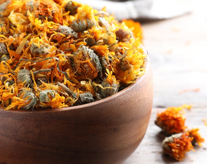 Calendula Flower, Whole Organic - BULK | Calendula Officinalis | Edible Dried Flower Herb | Pot Marigold for Tea, Skincare & Herbal Use