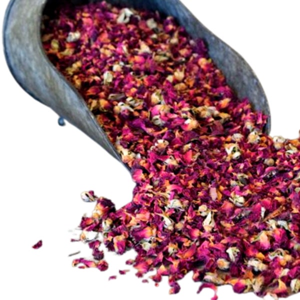 Bouton et pétale de rose rouge, biologique 1 lb | Fleur comestible sèche | Thé aux boutons de rose | Rosa centifolia