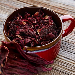 Hibiscus Flower-Whole, Organic BULK | Roselle Tea | Sorrel | Flor de Jamaica | Culinary Edible Flower | Hibiscus Sabdariffa