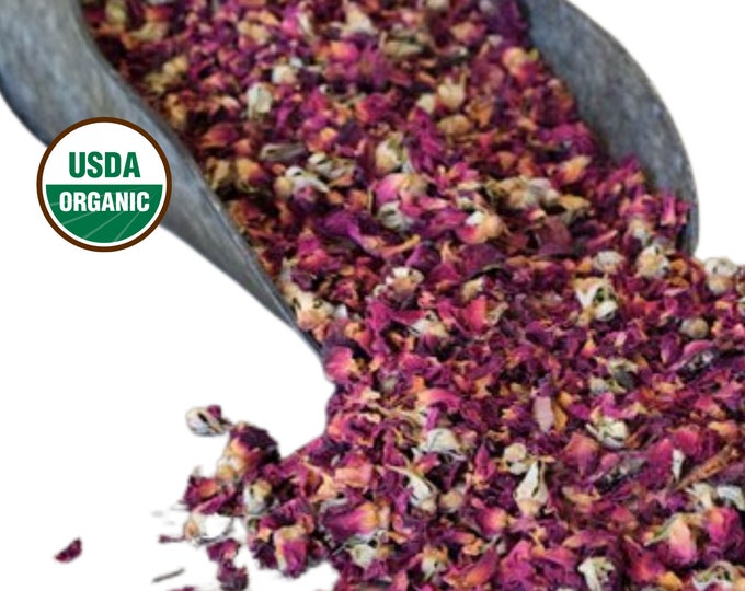 Red Rose Bud & Petal, Organic 1lb | Dry Edible Flower | Rosebud Tea | Rosa Centifolia